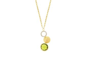 Jewel: necklace;Material: silver 925;Weight: 6.8 gr;Stone: zirconia;Color: yellow;Size: 42 cm + 5 cm;Pendent size: 3.4 cm