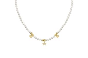 Jewel: necklace;Material: silver 925;Weight: 20.8 gr;Stone: pearl & zirconia;Color: yellow;Size: 40 cm + 4 cm;Pendent size: 0.5 cm