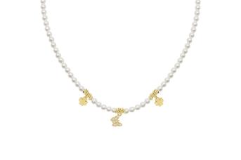 Jewel: necklace;Material: silver 925;Weight: 21 gr;Stone: pearl & zirconia;Color: yellow;Size: 40 cm + 4 cm;Pendent size: 0.5 cm