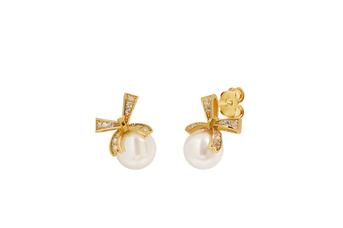 Jewel: earrings;Material: silver 925;Weight: 1.8 gr;Stone: zirconia & pearl;Color: yellow;Size: 1.5 cm