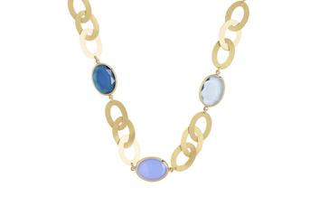 Jewel: necklace;Material: silver 925;Weight: 31 gr;Stone: hydrothermal;Color: yellow;Size: 44 cm + 2 cm