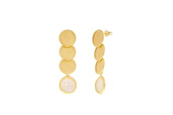 Jewel: earrings;Material: silver 925;Weight: 7.5 gr;Stone: mother-of-pearl;Color: yellow;Size: 4.5 cm