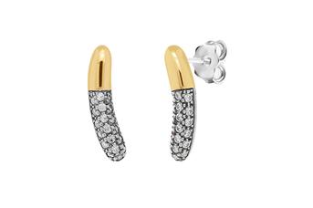 Jewel: earrings;Material: 925 silver and 9 kt gold;Stones: zirconias and mother of pearls;Weight: silver 3.5 gr, gold 0.7 gr;Color: bicolor